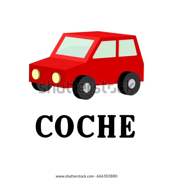 3d red car and car in\
spanish language