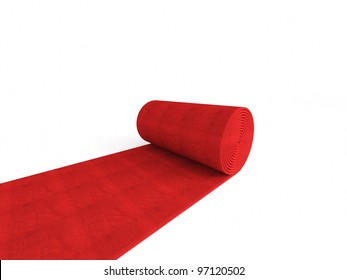 3d Red Carpet On White Background