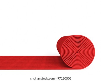 3d Red Carpet On White Background