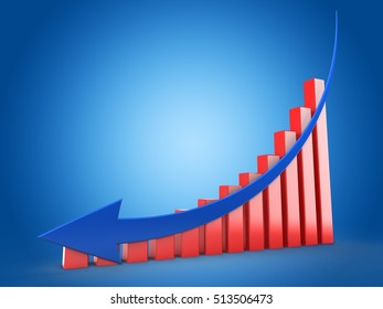 3d red charts down arrow
