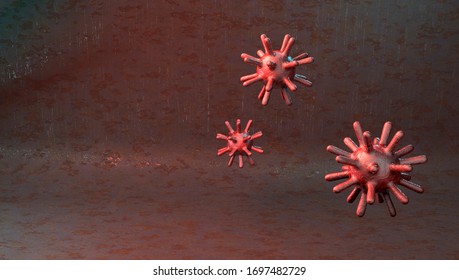 3D Red Coronavirus Particles Floating Inside A Vein