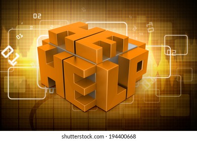 3d red cubes with logo HELP