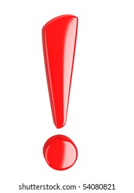 3d Red Exclamation Mark On White Background