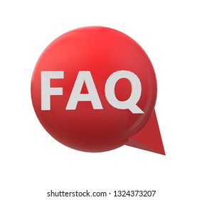 3D red faq icon on white background. flat style. 3d faq icon for your web site design, logo, app, UI. 3d faq symbol.  faq information sign.