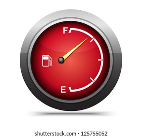 3d Red Gas Gage On White Background.