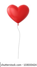 3d Red Heart Shaped Balloon Isolated On White Background