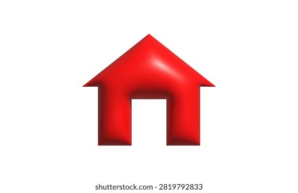 A 3D red house icon representing real estate and property concepts.