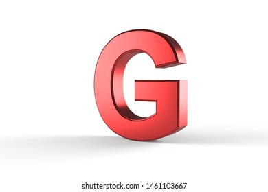 3D Red Letter G Isolated White Background