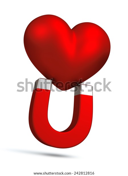 3d Red Magnet Attract Red Hearts Stock Illustration 242812816