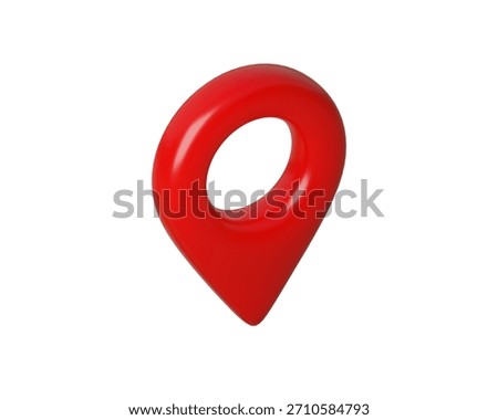 3d Red Map Pin and Geolocation Marker for Navigation Apps, Maps, GPS, and Location services. Location pin icon. Isometric view from above. 3d render.	
