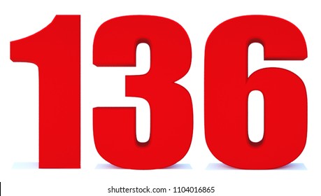 3d Red Number 134 Isolated On Stock Illustration 1104016877 