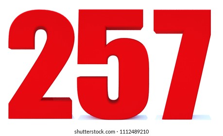 3d Red Number 257 Isolated On Stock Illustration