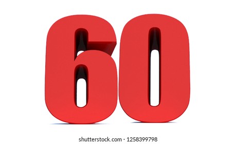 3d Red Number 60 Isolated On Stock Illustration 1258399798