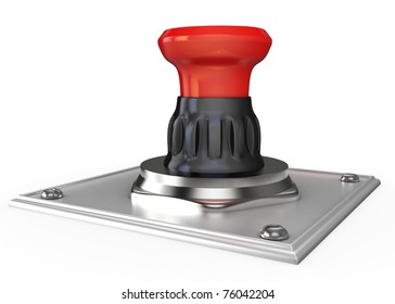 3d red panic button isolated on white