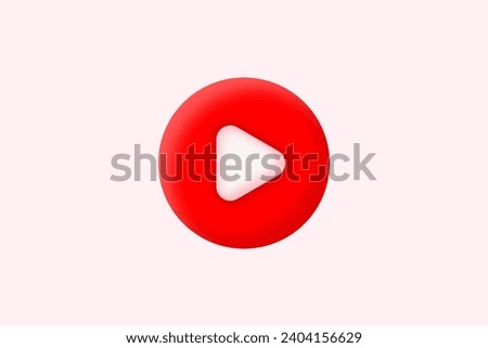 3D red play button icon
