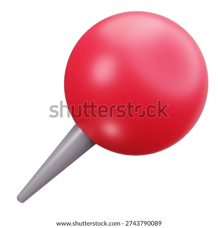 3D Red Push Pin Thumbtack Icon