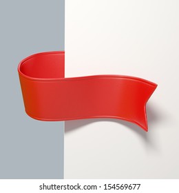 3d Red Ribbon Tag Bookmark, Isolated Object