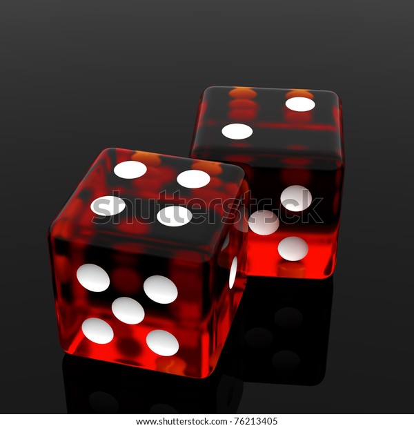 3d Red Rolling Dice On Black Stock Illustration 76213405