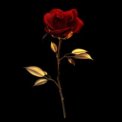 3d Red Rose Isolated On Black Background