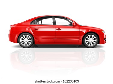 3D Red Sedan Car