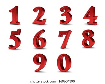 Red Numbers Symbols 3d Illustrations Set Stock Vector (Royalty Free ...