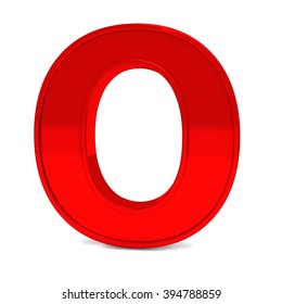 3d Red Shiny Metal Alphabet Letter O Frame Isolated On White Background