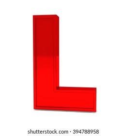 3d Red Shiny Metal Alphabet Letter L Frame Isolated On White Background