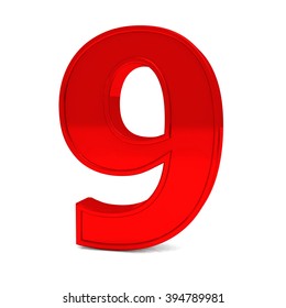 3d Red Shiny Metal Number 9 Stock Illustration 394789981 