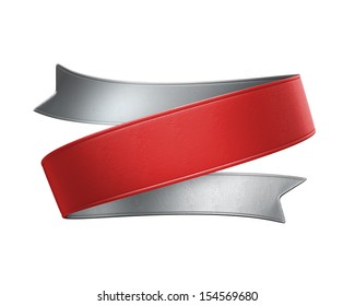 3d Red Silver Ribbon Banner Isolated Stock Illustration 154569680 ...