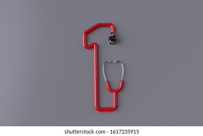 3d Red Stethoscope Number One