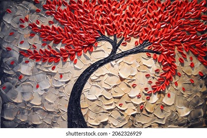3d red tree art wallpaper background