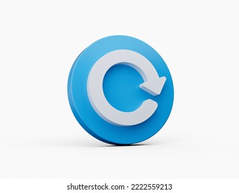 3d Refresh icon isolated on Blue background 3d illustration