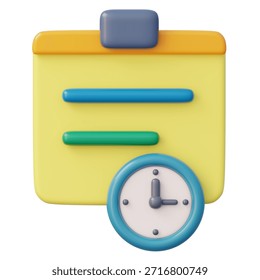 3d reminder office note with clock icon schedule management and task organization