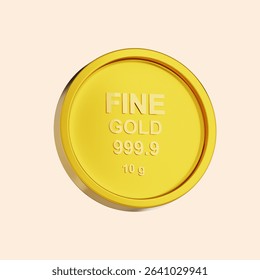 3D render of 10 grams gold coin