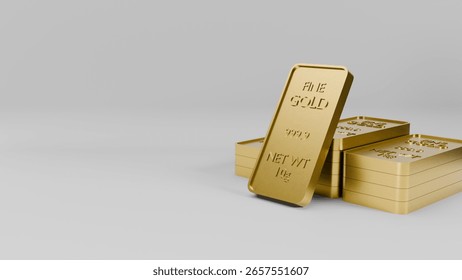 3D render of 10g of Fine Gold bar for background investment 