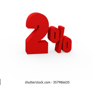 3d render 2 percent on a white background. 
