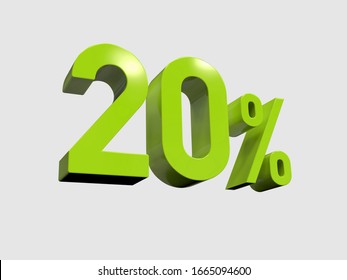 3d Render: 20% Percent Discount 3d Sign on Light Background, Special Offer 20% Discount Tag, Sale Up to 20 Percent Off, Twenty Percent Letters Sale Symbol, Special Offer Label, Sticker, Tag