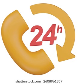3d render  24h Customer Support Call Icon illustration 