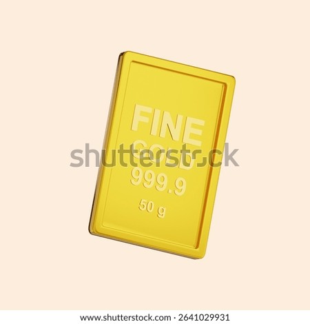 3D render of 50 grams fine gold bars