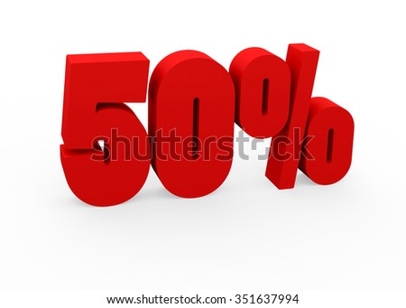 3d render 50 percent on a white background. 
