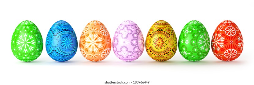 Seven Easter Eggs Images, Stock Photos 