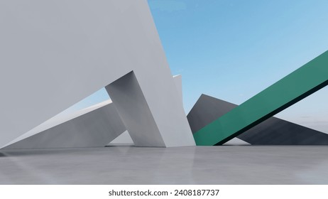3d render abstract architecture background building geometric shape