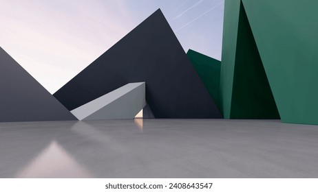 3d render abstract architecture background building geometric shape