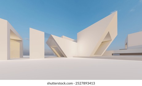 3d render abstract architecture background building geometric shape