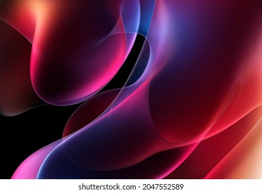 3d render abstract art 3d background and part surreal alien flower in curve wavy organic elegance biological lines forms in transparent glowing material in purple red   purple gradient color