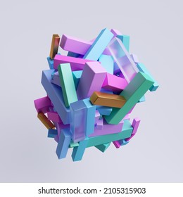 3d render  abstract background and assorted primitive shapes   geometric elements stuck together into compact block  isolated clip art