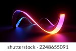 3d render, abstract background with colorful neon wavy ribbon, glowing spectrum gradient