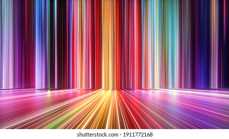 3d render  abstract background and colorful spectrum  Bright neon rays   glowing lines 