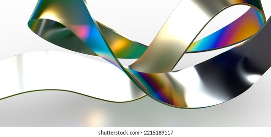 3D render abstract background. Colorful twisted shapes in motion