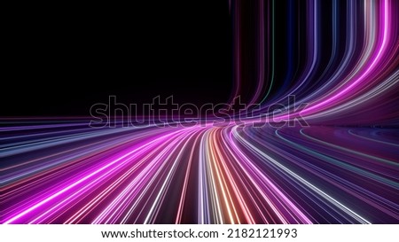3d render, abstract background with curvy neon lines. Trendy wallpaper with colorful spectrum